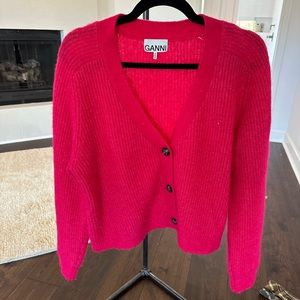 Worn Once Ganni Pink Wool Cardigan Size Small